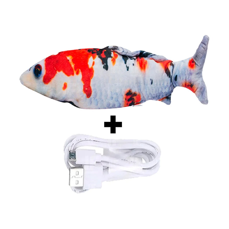 Peixe Que Mexe Elétrico Brinquedo Pet Usb Pet Gato Cachorro