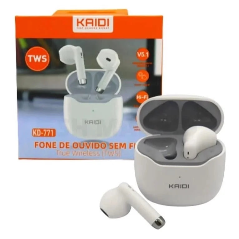 Fone De Ouvido Kd-771 Kaidi Sem Fio Bluetooth Tws Smart Touch V5.1 4hrs de musica