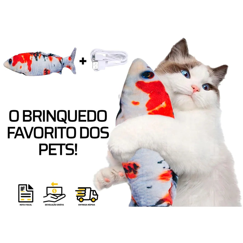 Peixe Que Mexe Elétrico Brinquedo Pet Usb Pet Gato Cachorro