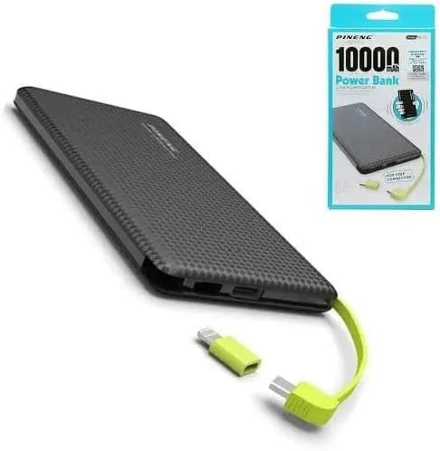 Carregador Portátil Pineng Power Bank 10.000 mah,V5000 mah com adaptador iPhone,V8