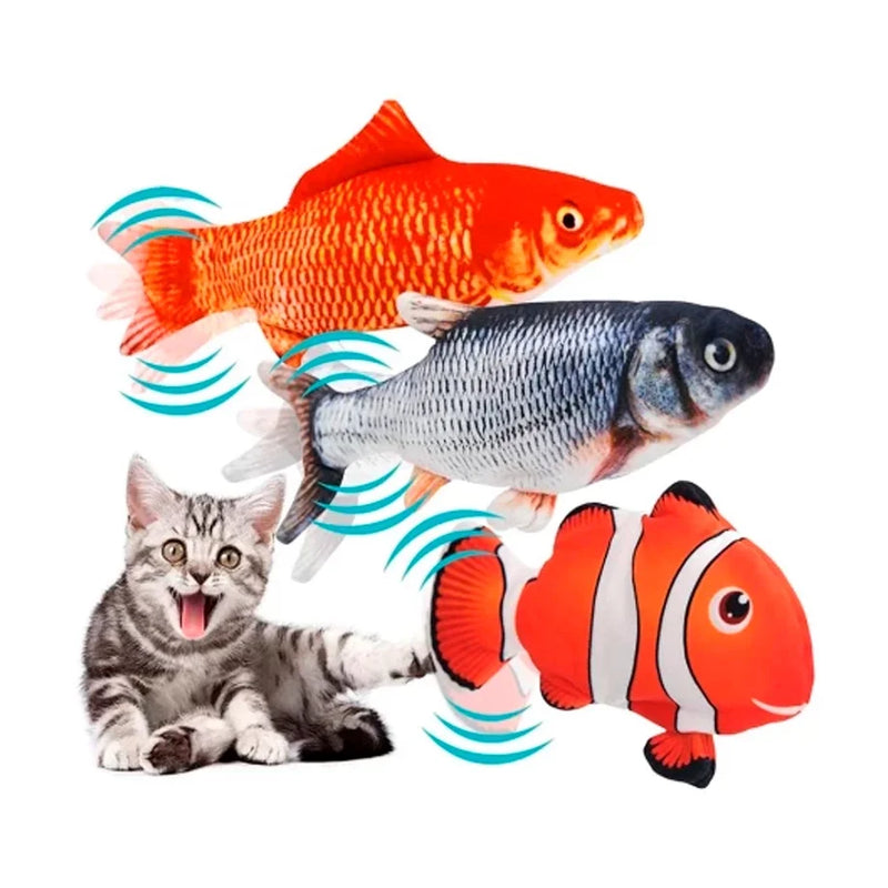 Peixe Que Mexe Elétrico Brinquedo Pet Usb Pet Gato Cachorro