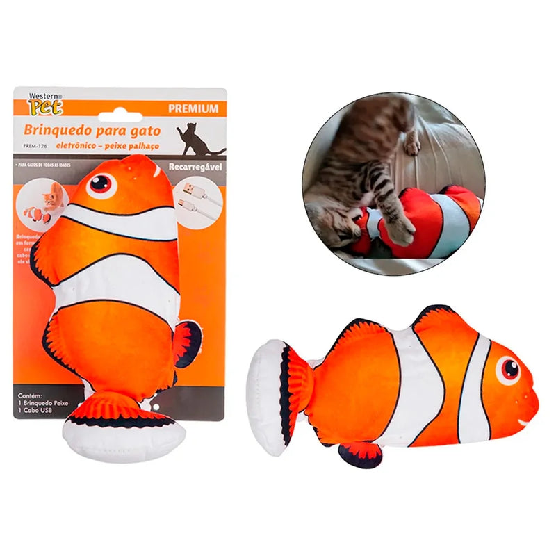 Peixe Que Mexe Elétrico Brinquedo Pet Usb Pet Gato Cachorro