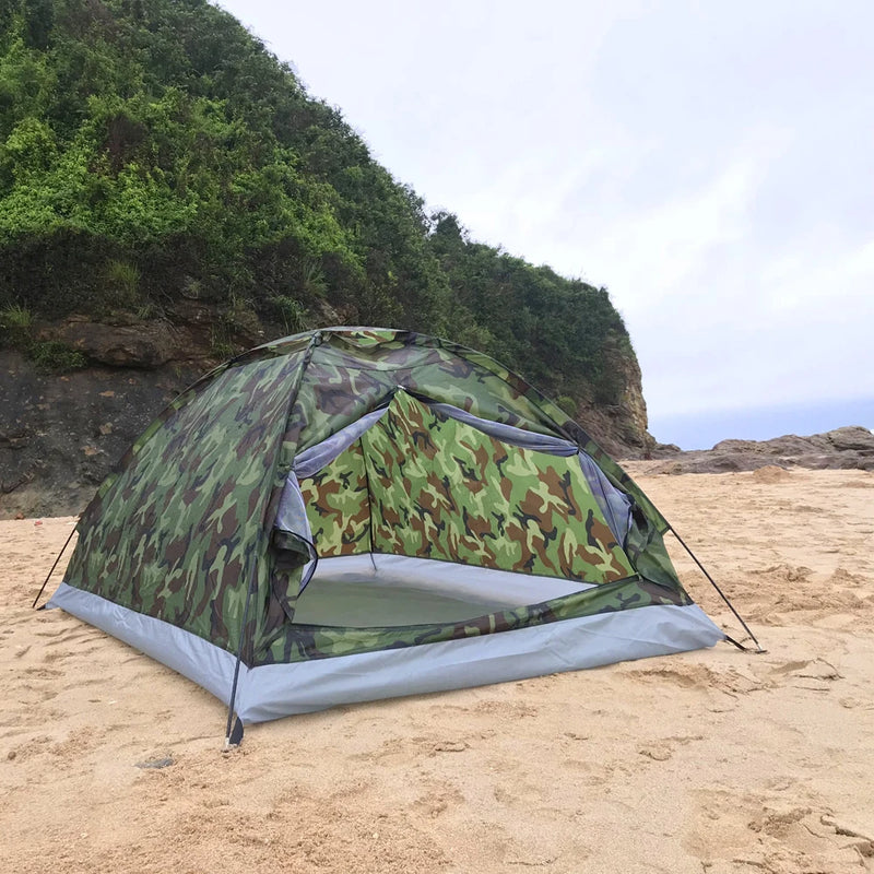 Tenda de acampamento à prova d'água, à prova de vento, uv, dossel para 1/2 pessoas, camada única, equipamento de barraca de camuflagem portátil ao ar livre