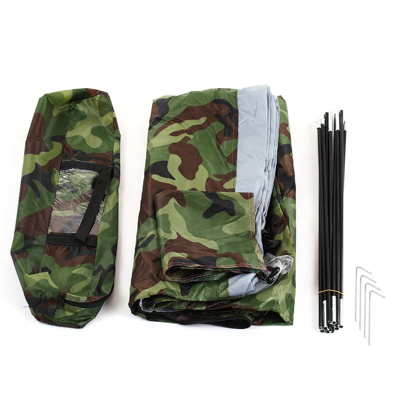 Tenda de acampamento à prova d'água, à prova de vento, uv, dossel para 1/2 pessoas, camada única, equipamento de barraca de camuflagem portátil ao ar livre