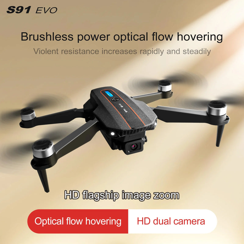 Drone RC S91 Quadcopter 5G WiFi, FPV, 8K HD câmera dupla, Laser 360