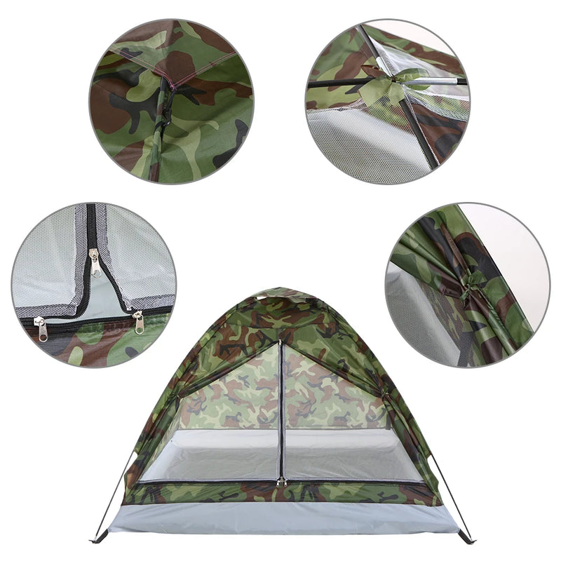 Tenda de acampamento à prova d'água, à prova de vento, uv, dossel para 1/2 pessoas, camada única, equipamento de barraca de camuflagem portátil ao ar livre